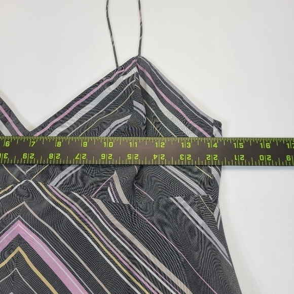 J. Crew Midi Dress Sleeveless Silk Blend V-Neck in Multicolor Chevron, Size 4P - Picture 12 of 13